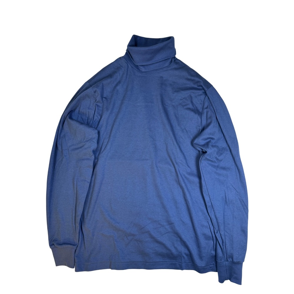 Eddie Bauer Mens Vintage Blue Cotton Turtleneck Long Sleeve Sweater Size M USA